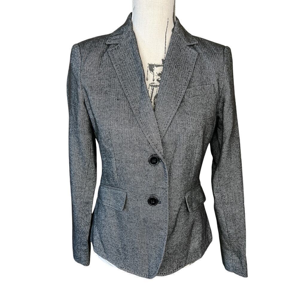 New York & Company Jacket Button Front Collared Gray Pockets Size 4 Business NEW